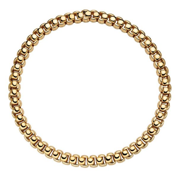 An 18ct yellow gold Flex'It collar belonging to FOPE's Luna Collection.