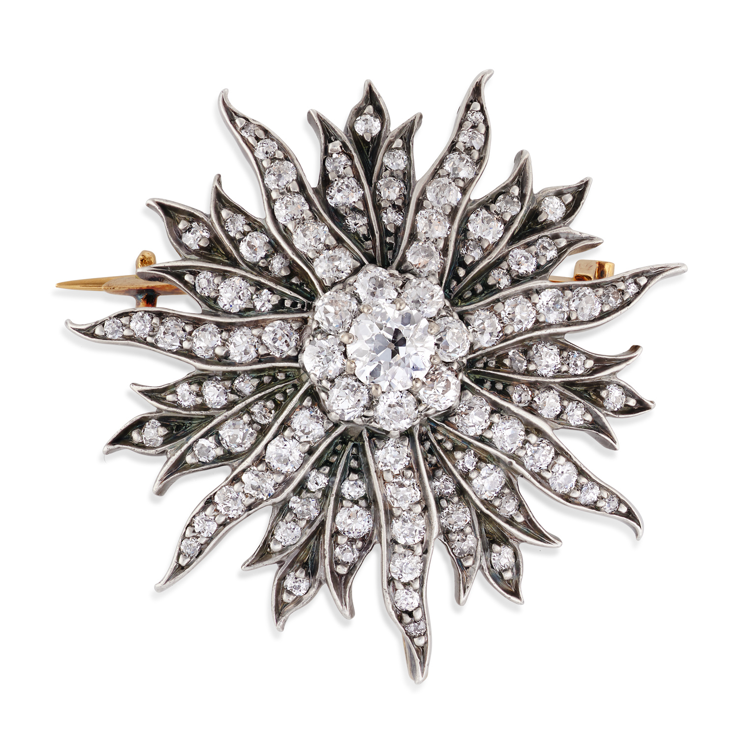 Victorian Diamond Sunburst Brooch