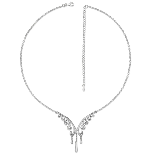 A sterling silver v-style necklace set with Swarovski crystals, belonging to Lucy Quartermaine's Wave Collection