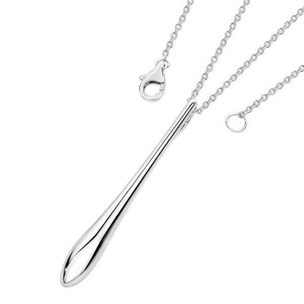 A sterling silver solid tear drop pendant and chain belonging to Lucy Quartermaine's Tear Drop collection.