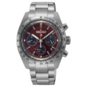 Seiko, Prospex Speedtimer European Exclusive 'Factory Red' with a 39mm stainless steel case and bracelet strap featuring a date function, chronograph and a red dial with a steel bezel.