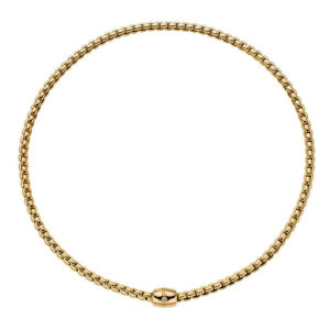 An 18ct yellow gold Flex'It necklace with a single yellow gold diamond set rondel, belonging to FOPE's EKA collection.