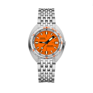 DOXA SUB200T, Professional Iconic with a 39mm stainless steel case and bracelet strap featuring a date function and an orange dial.