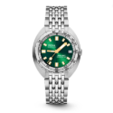 DOXA SUB 200T, Sea Emerald with a 39mm stainless steel case and bracelet strap featuring a date function and a sunray green dial.