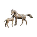 Made from solid foundry bronze, these pieces depict a mare standing with her foal.